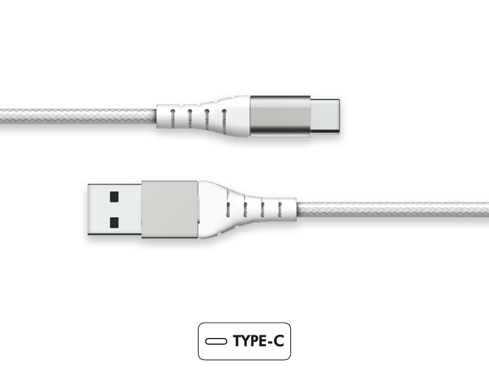 Câble Renforcé USB A/USB C 1,2m 3A Garanti à vie Blanc Force Power Lite