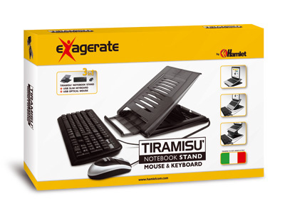 Hamlet XTMS100KM Tiramisù Notebook stand with keyboard and mouse Noir