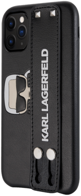 Custodia con borchie Karl Lagerfeld con cinturino integrato e supporto per Apple iPhone 11 Pro, nero