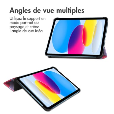 imoshion Coque tablette Design Trifold pour Apple iPad 11 (2025) 11 pouces A16 / iPad 10 (2022) 10.9 pouces - Dusty Rose Blossom