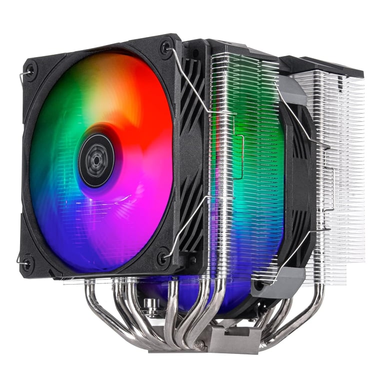 Technology Hydrogon D140 ARGB Refroidisseur CPU de haute performance à deux tours avec six caloducs en cuivre et deux ventilateurs ARGB SST HYD140 ARGB Neuf
