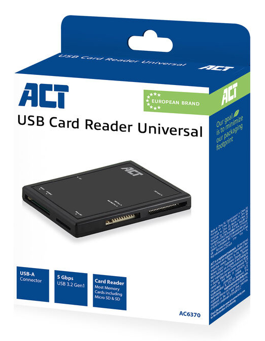 ACT AC6370 lecteur de carte mémoire USB 3.2 Gen 1 3.1 Gen 1 Type A Neuf - vue 3