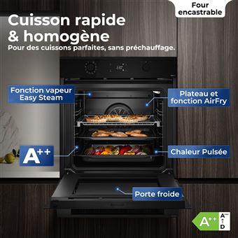 Four Encastrable Haier HID6P5B5EYT – 78L, A++, Pyrolyse, AirFry - vue 3