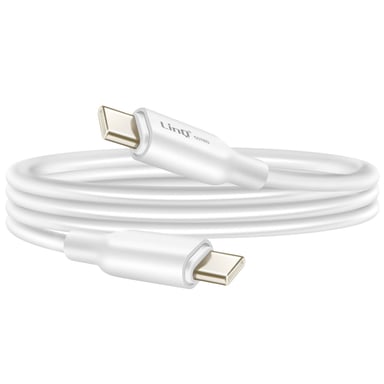 LinQ Cable USB-C a USB-C 4A Power Delivery 80W de Silicona Flexible 1,2m Blanco