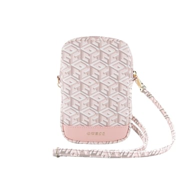 Sac à Bandoulière pour Téléphone Zippé Motif G Cube avec Logo en Métal Rose
