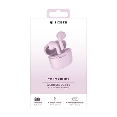 Ecouteurs ColorBuds True Wireless Bouton Google Assistant & Siri Rose Bigben