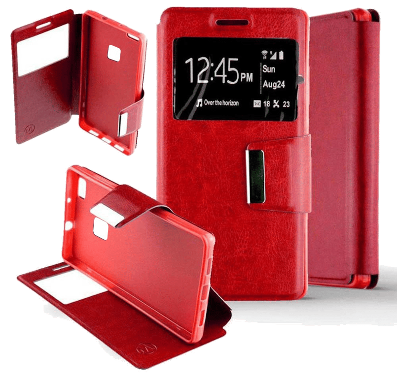 Etui Folio compatible Rouge Huawei P10 Lite