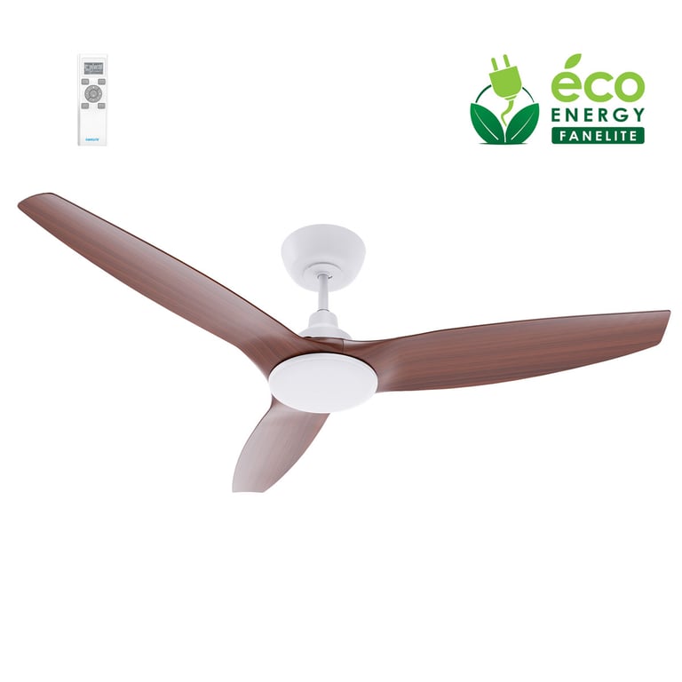 Fanelite Ventilateur de plafond 132 cm et ABS imitation bois FANDC52LND Moteur DC LED dimmable 3 couleurs 3 pales Silencieux Neuf
