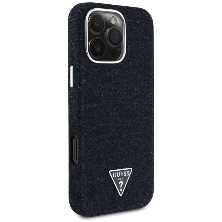 Guess Coque Denim Triangle Logo MagSafe pour iPhone 16 Pro Max Noir - vue 3