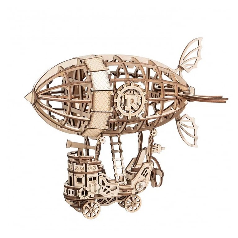 Maquette en Bois de Dirigeable Steampunk Artisanat Unique Neuf