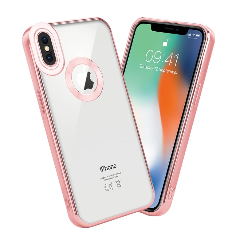 Coque pour Apple iPhone X / XS en Transparent - Rose Housse de protection  Étui en silicone TPU flexible avec application Chrome - Cadorabo