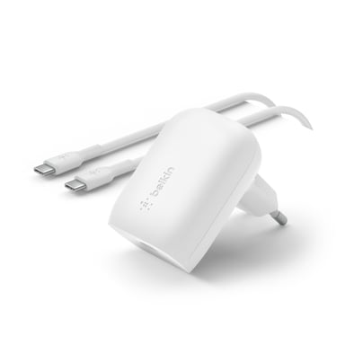 Pack chargeur rapide USB-C 3Ow Power Delivery & PPS + câble USB-C 1 mètre - Blanc