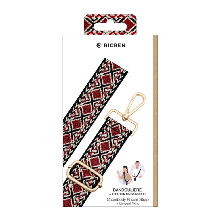 Bandoulière Lanière Universelle Amovible Brésilienne Rouge Bigben - Neuf