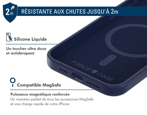 Funda de silicona reforzada iPhone 15 Pro Max compatible con MagSafe Azul Marino - Force Case Garantía de por vida