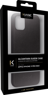 Coque en Suéde Alcantara pour Apple iPhone 11 Pro Max, Noir Minuit