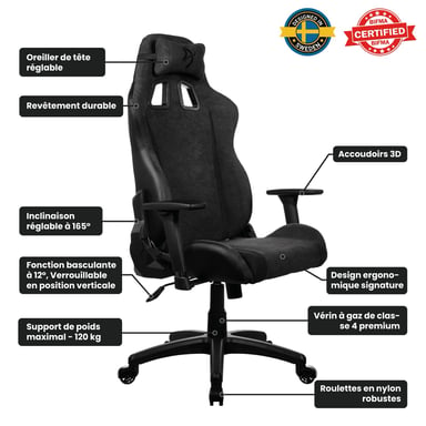 Arozzi Gaming Stuhl Avanti Dark grey SoftFabric Siège de jeu sur console Chaise avec assise rembourrée