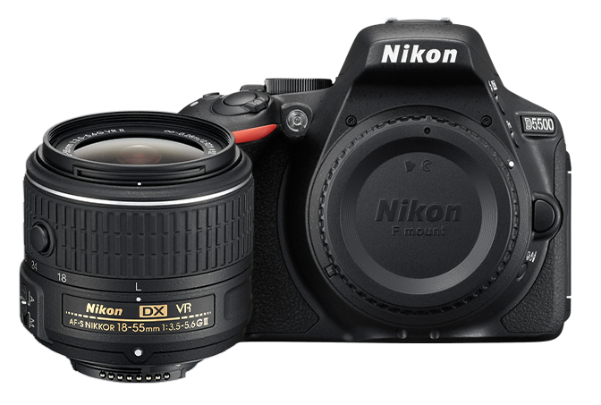Nikon D5500 + AF-S DX NIKKOR 18-55mm Kit d'appareil-photo SLR 24,2 MP CMOS 6000 x 4000 pixels Noir - Neuf