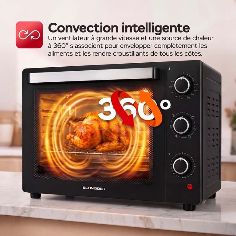 Schneider Four électrique Posable 45l Chaleur Tournante Noir Sceo2345ctb - vue 6