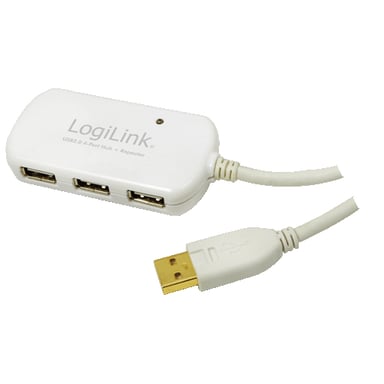 Logilink USB 2.0 Active Extension Cavo con mozzo USB 12 M, hub USB 4 volte, Collegamenti: 1 X Plug USB-A, 4 x (UA0108)