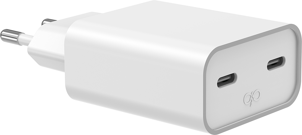 BIGBEN CONNECTED Chargeur secteur FORCE POWER 45W USB-C X2 Recycl&eacute; Blanc