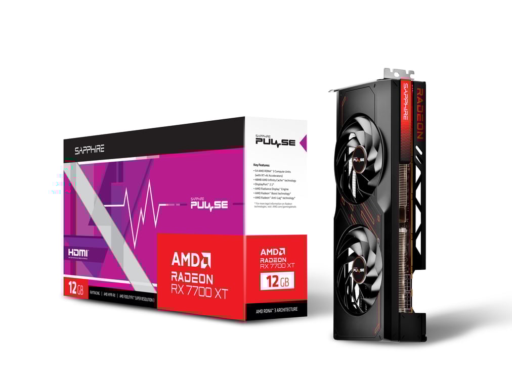 Sapphire PULSE Radeon RX 7700 XT AMD 12 Go GDDR6 Neuf - vue 2