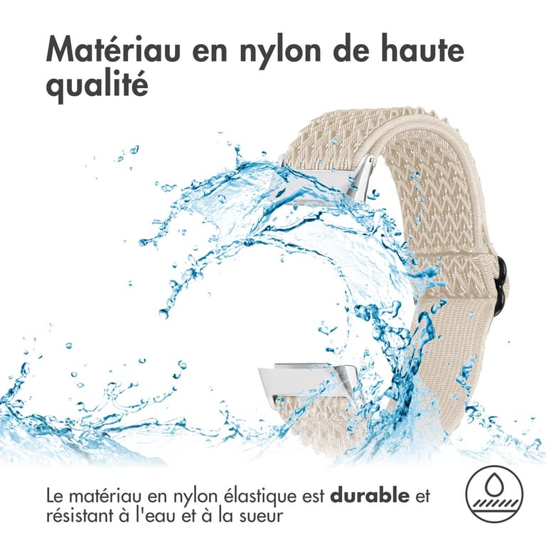imoshion Bracelet en nylon élastique pour Fitbit Charge 5 - Beige - Neuf