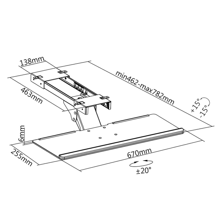 Support sous bureau Maclean MC 757 pour clavier et 2kg max Neuf - vue 2