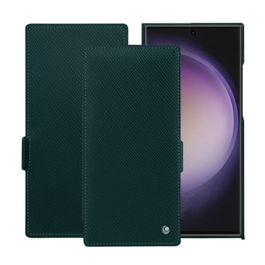 Housse cuir Samsung Galaxy S24 Ultra -  - Vert - Cuir saffiano