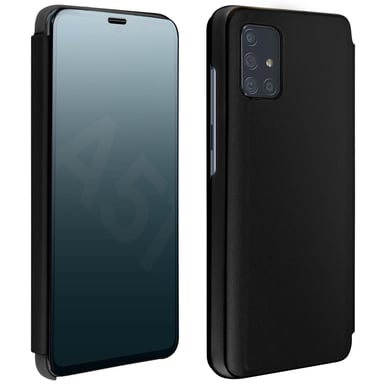 Funda Samsung Galaxy A51 Efecto Espejo translúcida F.Soporte - Negro
