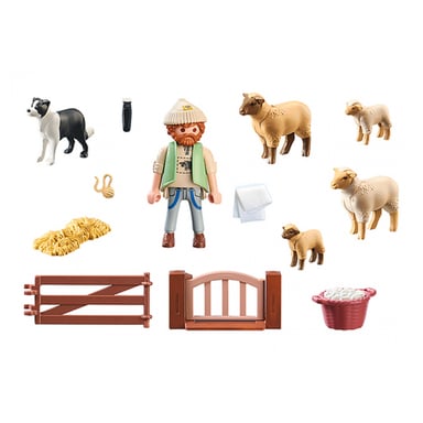 PLAYMOBIL Pastore con pecore e agnelli - Set fattoria ecologica