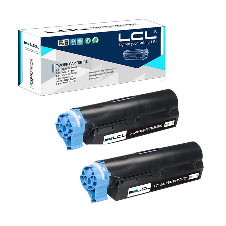 Cartouche de Toner Compatible B411 B431 44574702 3000Pages (2Noir) Remplacement pour B411 B411D B411DN B431D B431DN Plus MB491 Plus MB461 MB471 MB471W - Neuf