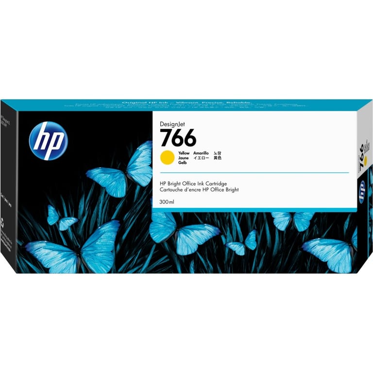 HP 766 300 ml jaune original cartouche d'encre pour DesignJet 3600 3600dr - vue 2