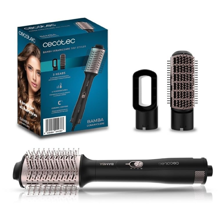 Cecotec Brosse à Air 3 en 1 Bamba CeramicCare 3in1 Styler. Lisse Ondule et Sèche les Cheveux