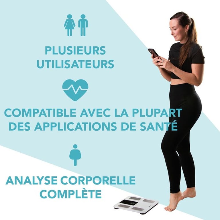 Pèse personne DOMO DO9305W Connecté 16 paramètres corporels Verre trempé - vue 4