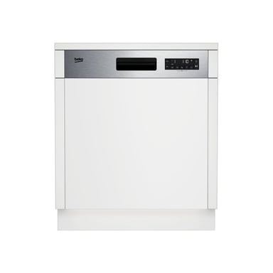 Lave-vaisselle semi-intégrable Beko BDSN28530X 60 cm Blanc avec finition inox foncé 15 couverts 6 programmes 45 dB Ouverture auto en fin de cycle