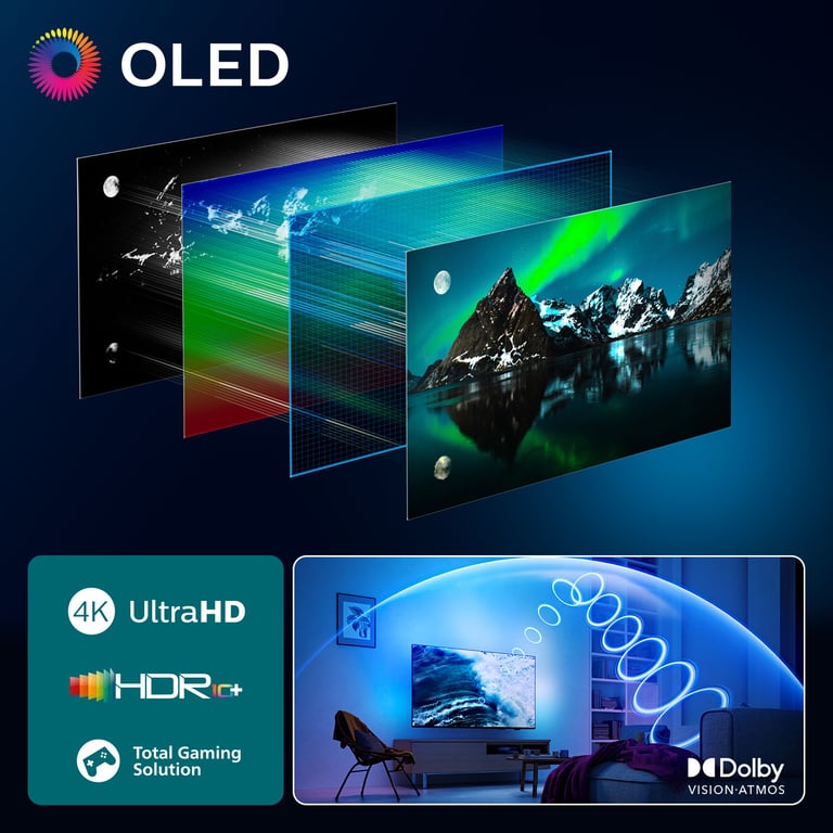 TV OLED Ambilight Philips 77OLED810 194 cm 4K UHD 2025 métal - vue 5
