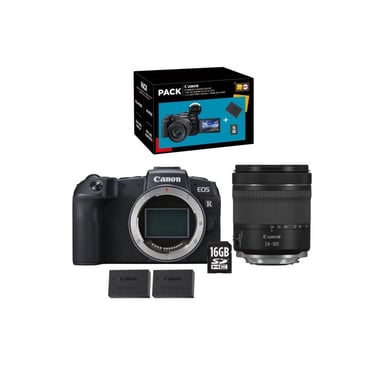 Appareil photo hybride Canon EOS RP + RF 24 105mm f 4 7.1 IS STM + Seconde Batterie LP E17 + Carte SD 16GB noir