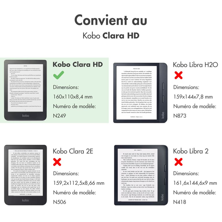 imoshion Étui de liseuse portefeuille en cuir végan pour Kobo Clara HD Neuf - vue 2