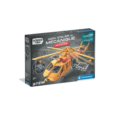 Juego de construcción helicóptero STEM Clementoni 220+ piezas rotores rotativos Negro, gris, rojo y amarillo