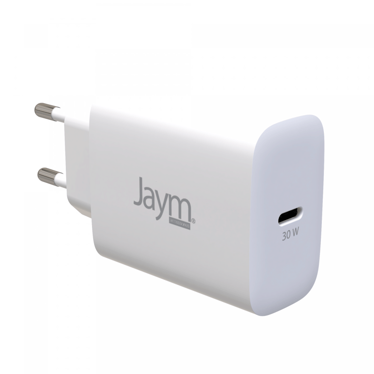 Jaym - Chargeur Maison - Rapide 3A 30w - USB-C Power Delivery -pour Apple  iPhone, Samsung, Android, Macbook, Tablettes - Blanc - Jaym