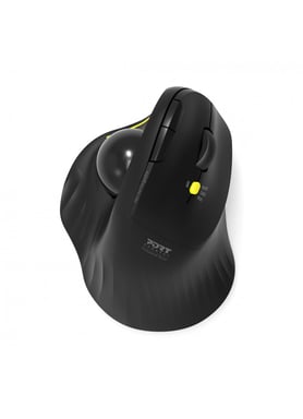 Port Connect Ratón ergonómico con USB-A / USB-C 2,4 Ghz inalámbrico recargable Bluetooth bola direccional Negro