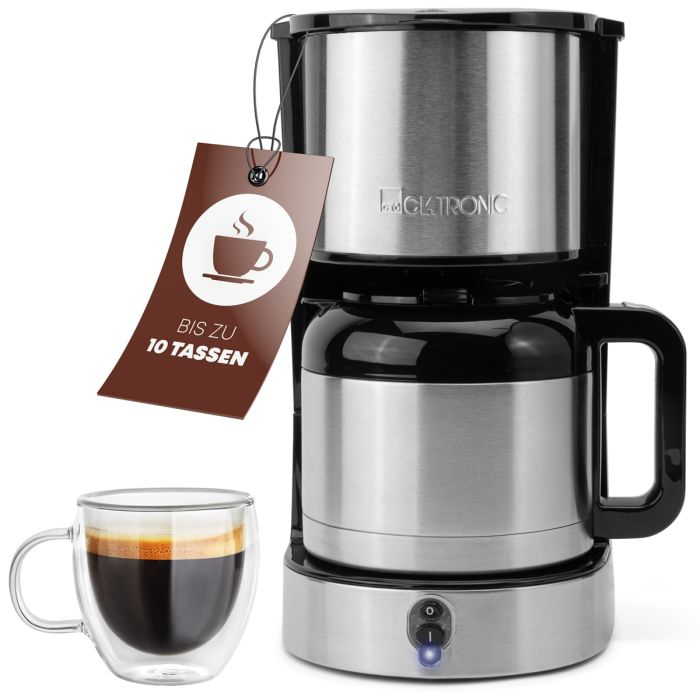 Clatronic KA 3805 Edelstahl schwarz Cafetière acier inoxydable Nombre de tasse=10 verseuse thermofuge - vue 2
