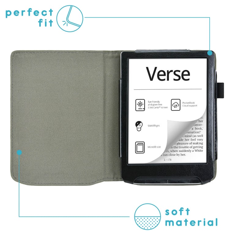 imoshion Étui de liseuse portefeuille en cuir végan pour Pocketbook Verse / Verse Lite / Verse Pro / Verse Pro Color / Vivlio / HD Neuf - vue 3