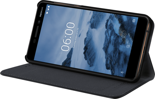 Coque clapet folio avec fente pour cartes & support pour Nokia 6 (2018), Noir