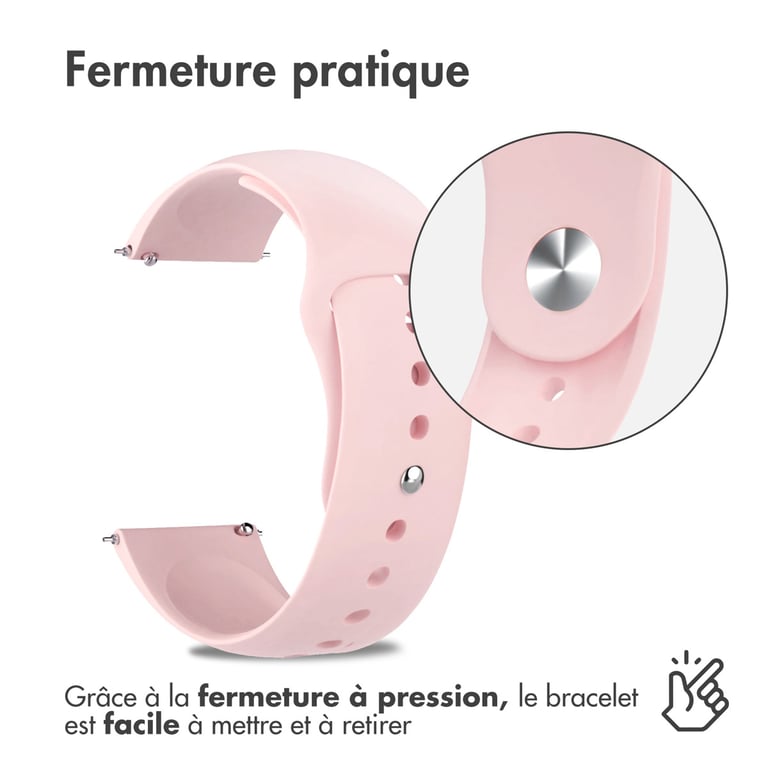 imoshion Bracelet sport en silicone - Connexion universelle 22 mm - Rose - Neuf