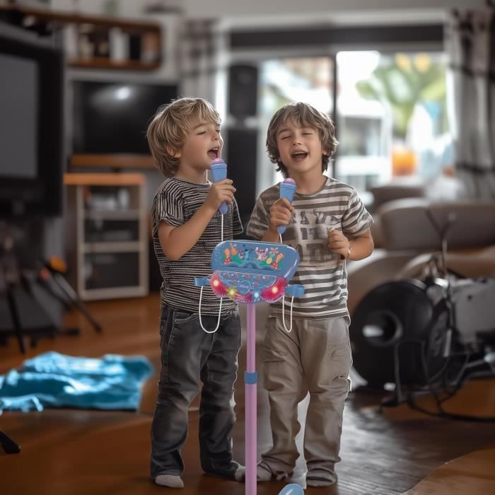 Microphone Stitch sur pied ajustable lumineux avec enceinte 2 Micros et Effets vocaux Enceinte Bluetooth - vue 3