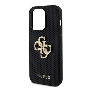 Custodia per iPhone 15 Pro perforata con logo 4G in metallo glitterato