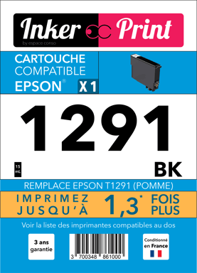Cartouche d'encre recyclée compatible avec EPSON 1291 XL (Noir)