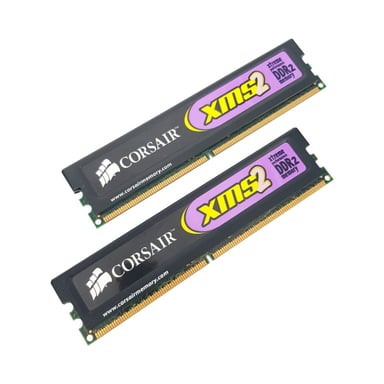 Kit 1Go RAM (2 barrettes mémoire 512Mo) DDR2 CORSAIR XMS2 DIMM PC2-6400 800MHz