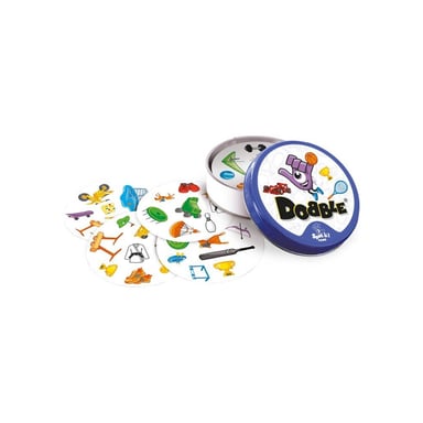Jeu de cartes d'observation Asmodee Dobble Sports 55 cartes Boîte métal Bleu